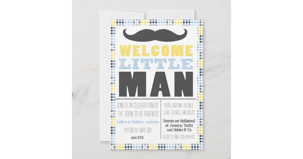 Little Man Mustache Baby Shower Invitation | Zazzle