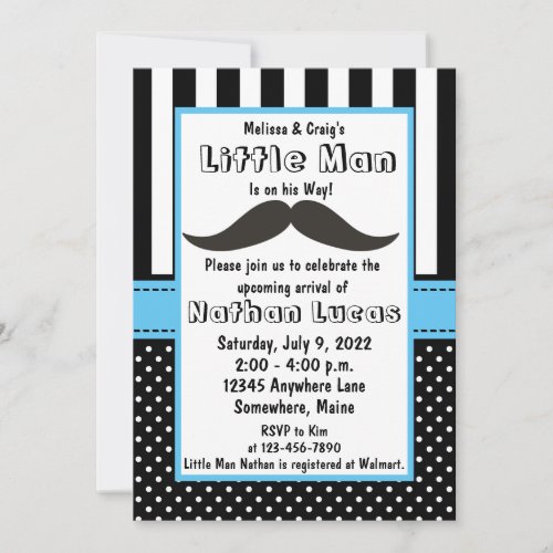 Little Man Mustache Baby Shower Invitations