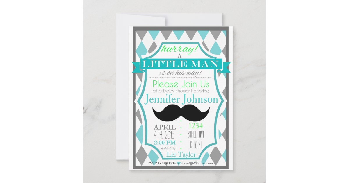 Little Man Mustache Baby Shower Invitations | Zazzle.com