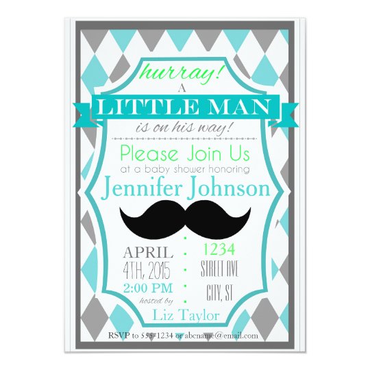 Little Man Mustache Baby Shower Invitations