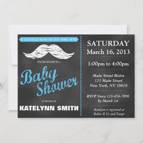 Little Man Mustache Baby Shower Invite