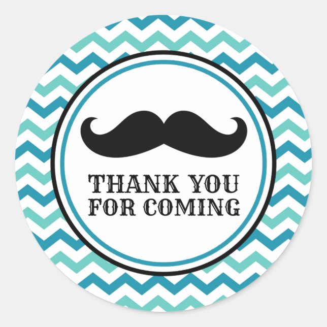 Little Man Mustache Baby Shower Stickers (Front)