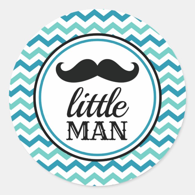 Little Man Mustache Baby Shower Stickers - LM (Front)