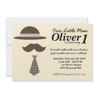 Little Man Mustache Bash Birthday Invitation