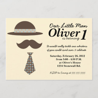 Little Man Mustache Bash Birthday Invitation