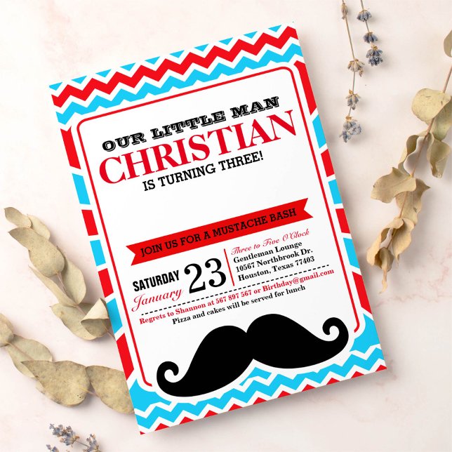 Little Man Mustache Bash Birthday Party Invitation (Creator Uploaded)