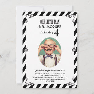 Little Man Mustache Bash Boy Birthday Party Invite