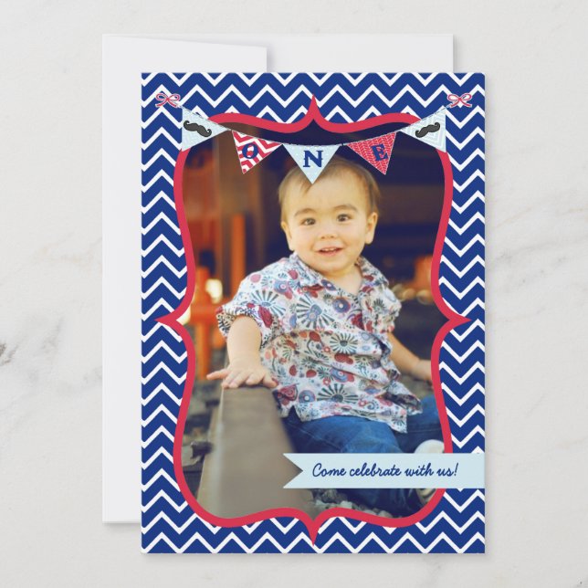 Little Man Mustache Bash First Birthday Invitation (Front)