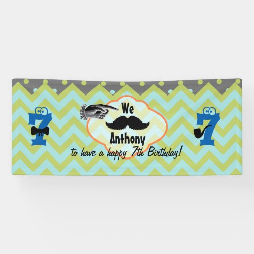Little Man Mustache Birthday Party Any Age Banner