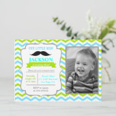 Little Man Mustache Birthday Party Invitations (Standing Front)