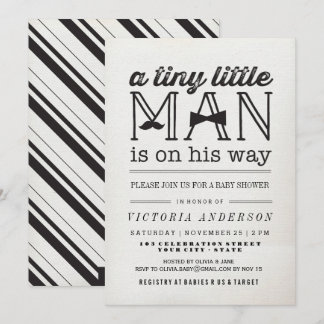 Little Man Mustache Bow Tie Boy Baby Shower Invite