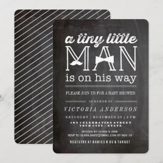 Little Man Mustache & Bow Tie Cute Boy Baby Shower Invitation