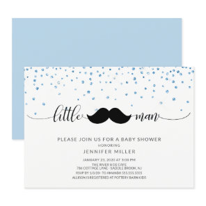 Little Man Mustache Boys Baby Shower Invitation