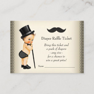 Little Man Mustache Boys Diaper Raffle Tickets Enclosure Card