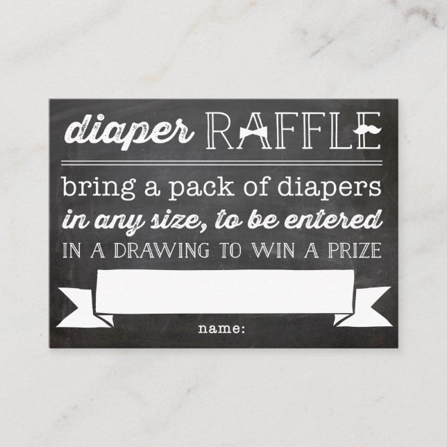 Little Man Mustache Chalkboard Diaper Raffle Card (Front)