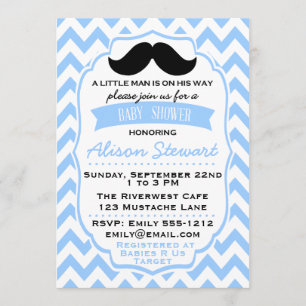 Little Man Mustache chevron Baby Shower invitation