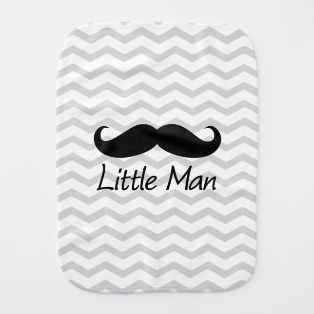 Little Man Mustache Chevron Cute Boys Baby Burp Cloth (Front)