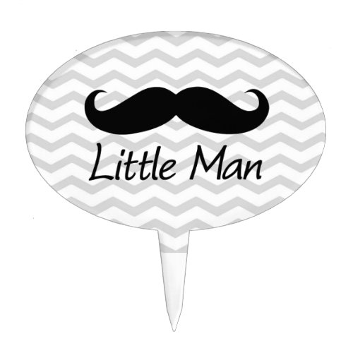 Little Man Mustache Chevron Cute Boys Cake Topper