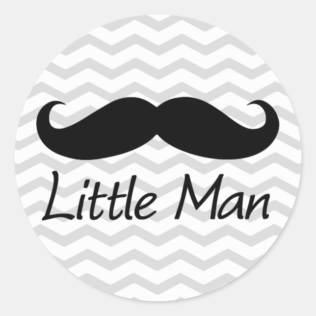 Little Man Mustache Chevron Cute Boys Favor/Seal Classic Round Sticker (Front)