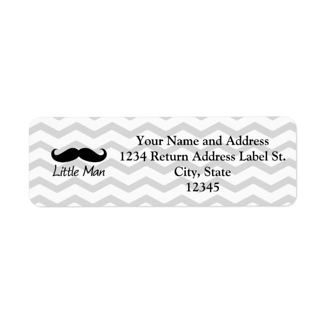Little Man Mustache Chevron Cute Boys Label (Front)
