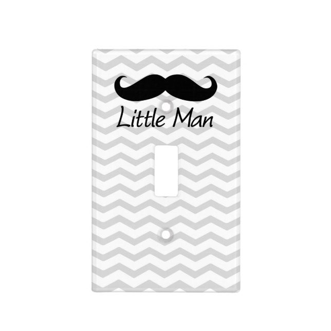 Little Man Mustache Chevron Cute Boys Light Switch Cover (Front)