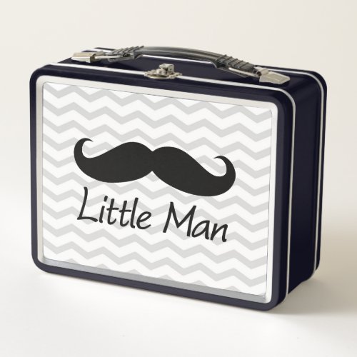Little Man Mustache Chevron Cute Boys Metal Lunch Box