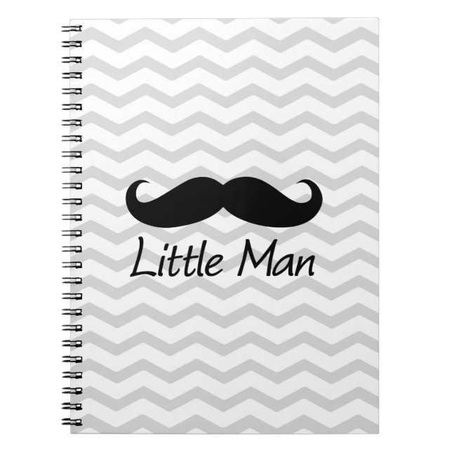 Little Man Mustache Chevron Cute Boys Notebook (Front)