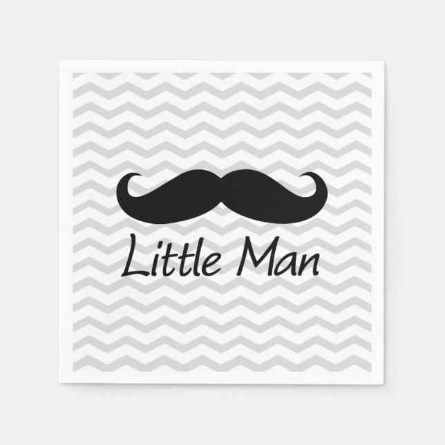 Little Man Mustache Chevron Cute Boys Paper Napkins (Front)
