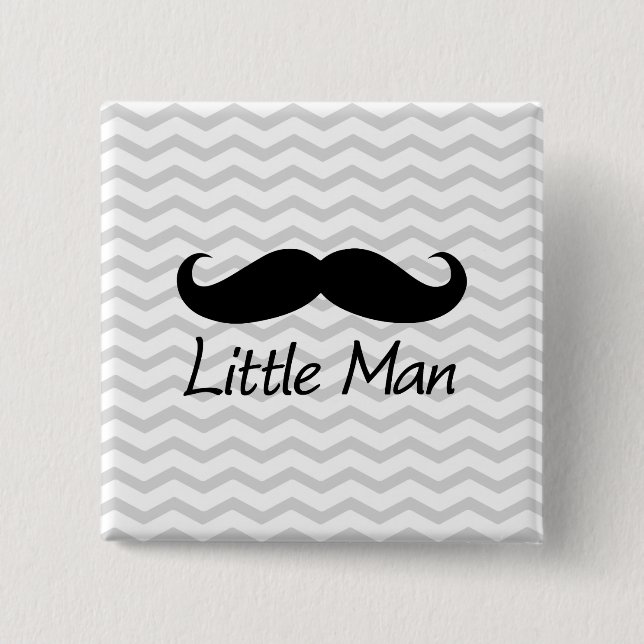 Little Man Mustache Chevron Cute Boys Pinback Button (Front)
