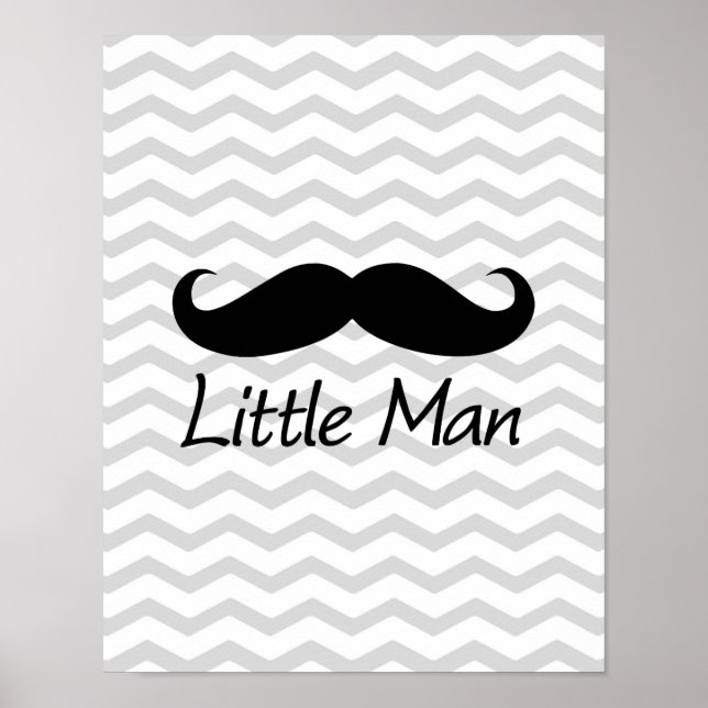 Little Man Mustache Chevron Cute Boys Poster (Front)