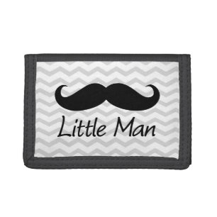 Little Man Mustache Chevron Cute Boys Trifold Wallet