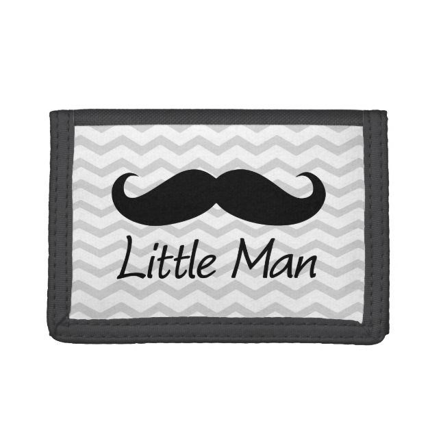 Little Man Mustache Chevron Cute Boys Trifold Wallet (Front)