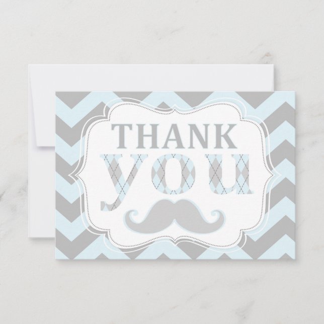 Little Man Mustache Chevron Print Thank You (Front)