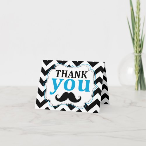 Little Man Mustache Chevron Print Thank You