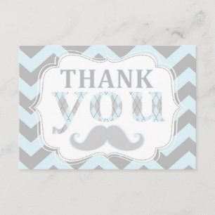 Little Man Mustache Chevron Print Thank You Card