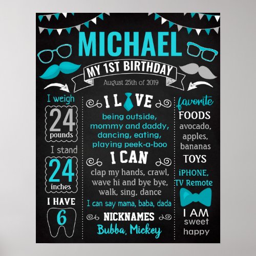 Little Man Mustache Mr Onederful Birthday sign