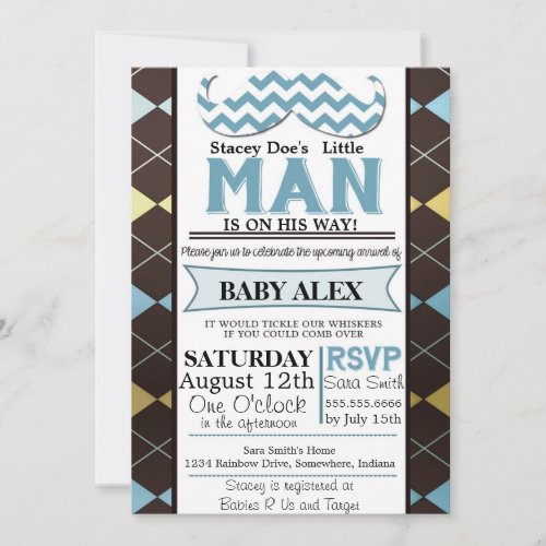 Little Man Mustache Shower invite