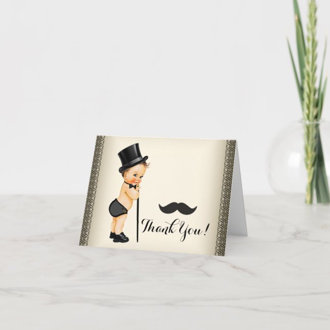 Little Man Mustache Thank You Card (Front)