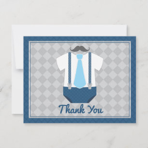 Little Man Mustache Tie Baby Shower Thank You Card