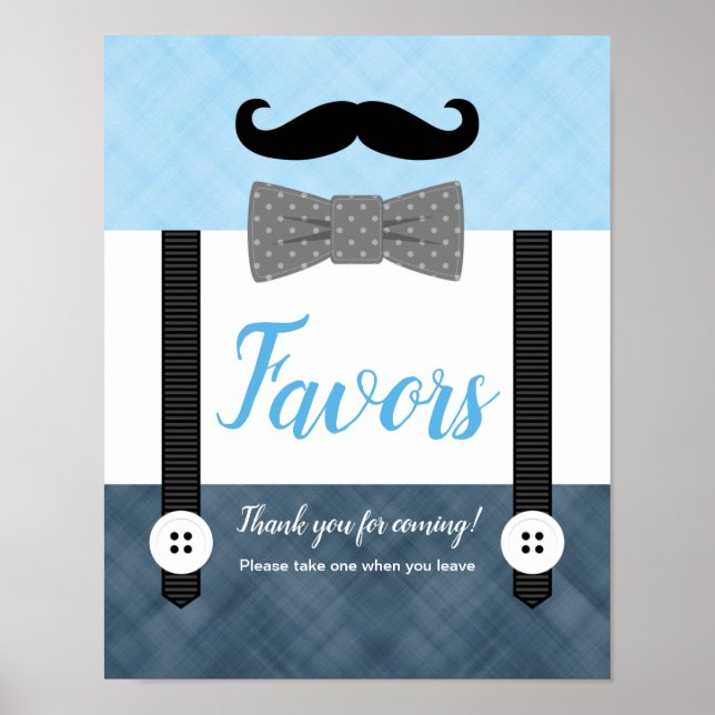 Little man navy blue boy baby shower favors sign (Front)