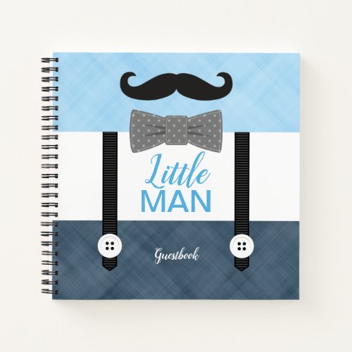 Little man navy blue boy baby shower guestbook notebook