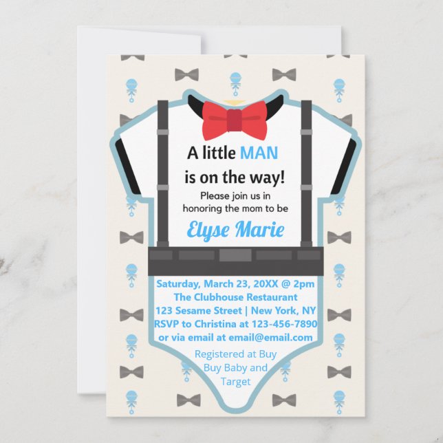 Little Man On the Way Baby Shower Invitation (Front)
