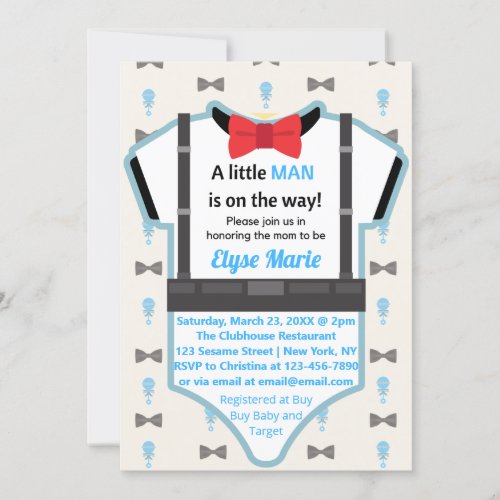 Little Man On the Way Baby Shower Invitation
