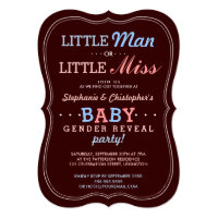 Little Man or Little Miss Baby Gender Reveal Party 5x7 Paper Invitation Card