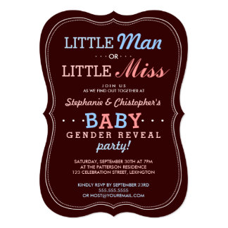 Little Man or Little Miss Baby Gender Reveal Party Card
