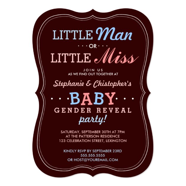 Little Man Or Little Miss Baby Gender Reveal Party Invitation