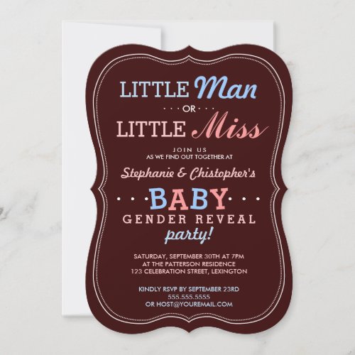 Little Man or Little Miss Baby Gender Reveal Party Invitation
