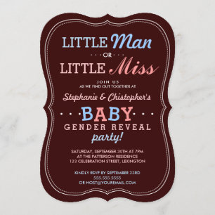 Little Man or Little Miss Baby Gender Reveal Party Invitation