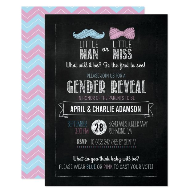 Little Man Or Little Miss? Gender Reveal Invitation