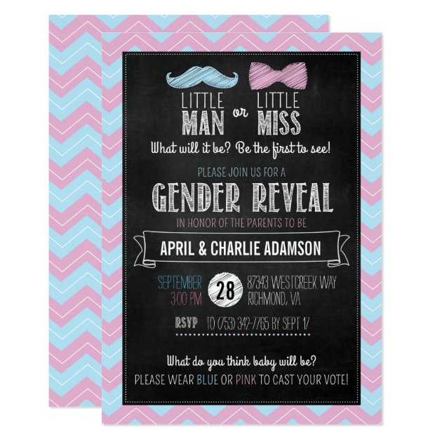 Little Man Or Little Miss? Gender Reveal Invitation